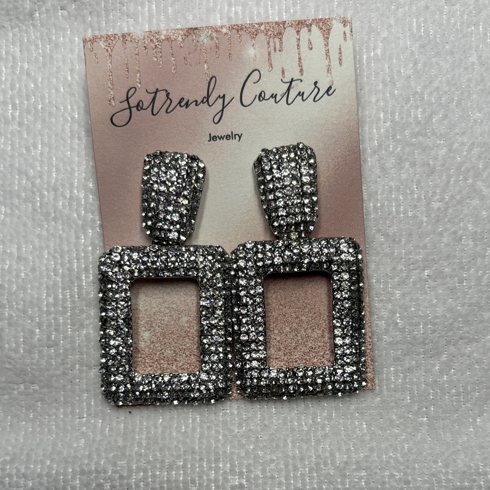 Silver Bling Statement Earrings